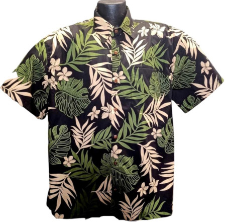 Waikiki Nights Black  Hawaiian Shirt- Made in USA-100% Cotton